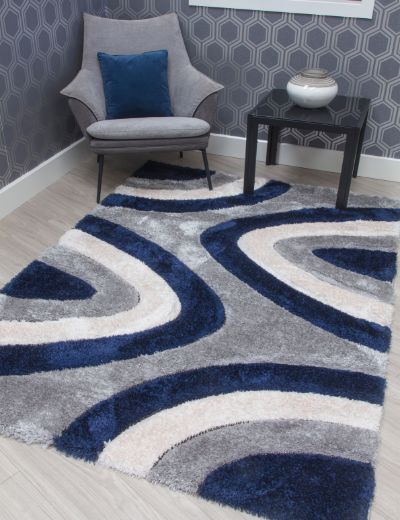 Luxus Ripples Multi Navy Rug – Elegant Design for Stylish Interiors
