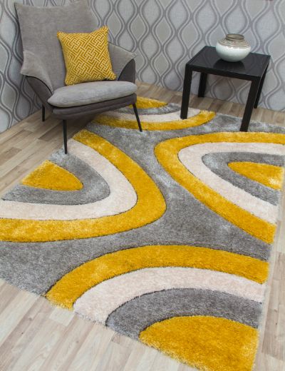 Luxus Ripples Multi Yellow Rug - Transform Your Home with Ireland's Best Stylish Comfort!