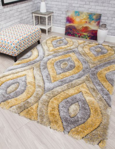 Luxus Yellow Teardrop Rug – Elegant Design for Stylish Interiors