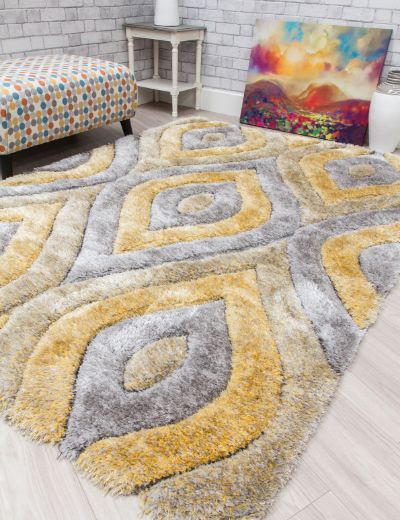 Luxus Yellow Teardrop Rug – Elegant Design for Stylish Interiors