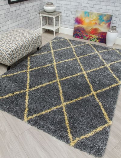 Fantasy Trellis - Dark Grey / Yellow