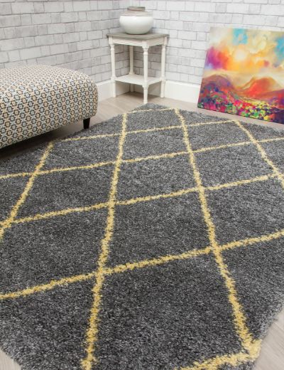 Fantasy Trellis - Dark Grey / Yellow