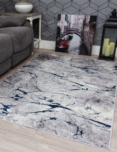 Glitz Marble Blue Rug