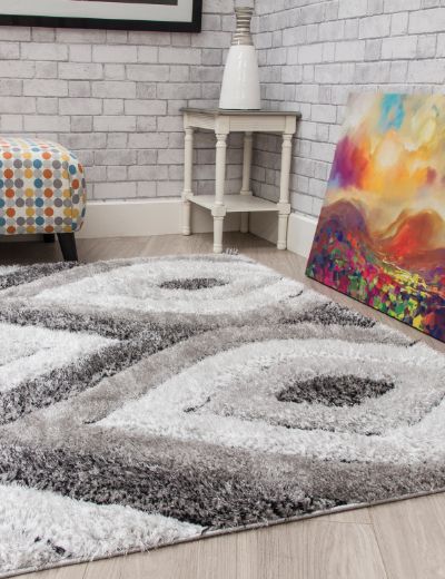 Luxus Teardrop Grey Rug for Modern Neutral Spaces
