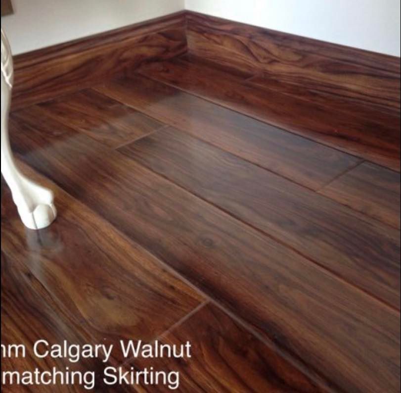 High Gloss Laminated Flooring – Calgary Walnut (12mm) – 2m² Per Box