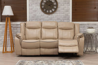 Brooklyn Recliner Sofa Set | Luxurious Beige Leather for Ultimate Comfort