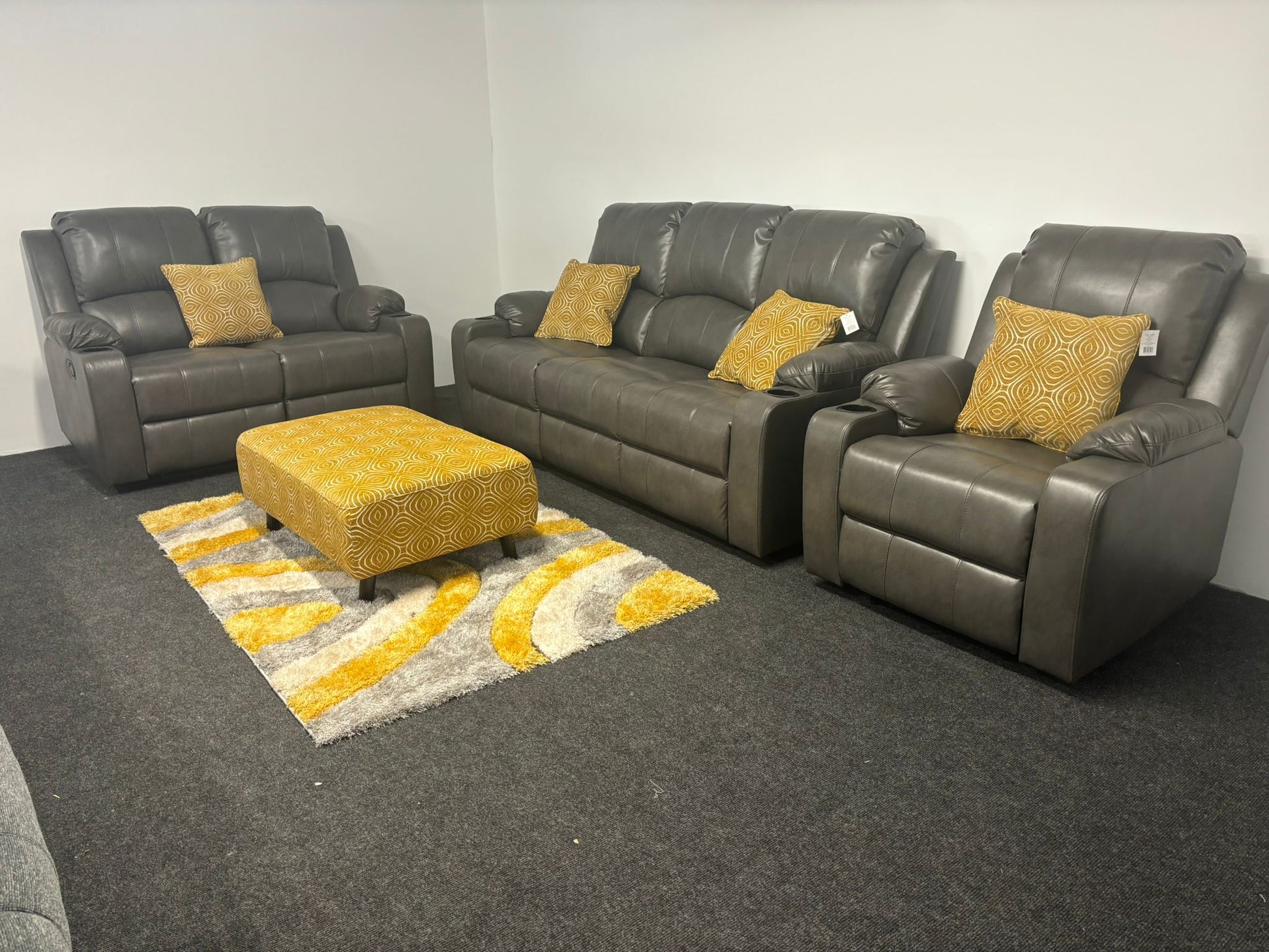 Lexus Leather Sofa Range – With Cup Holders & Full Recliners