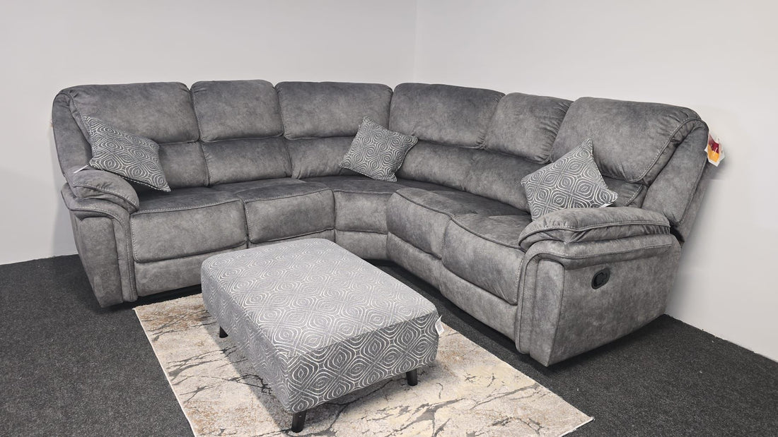 Greta Manual Recliner – Classic Comfort in Stylish Grey Fabric