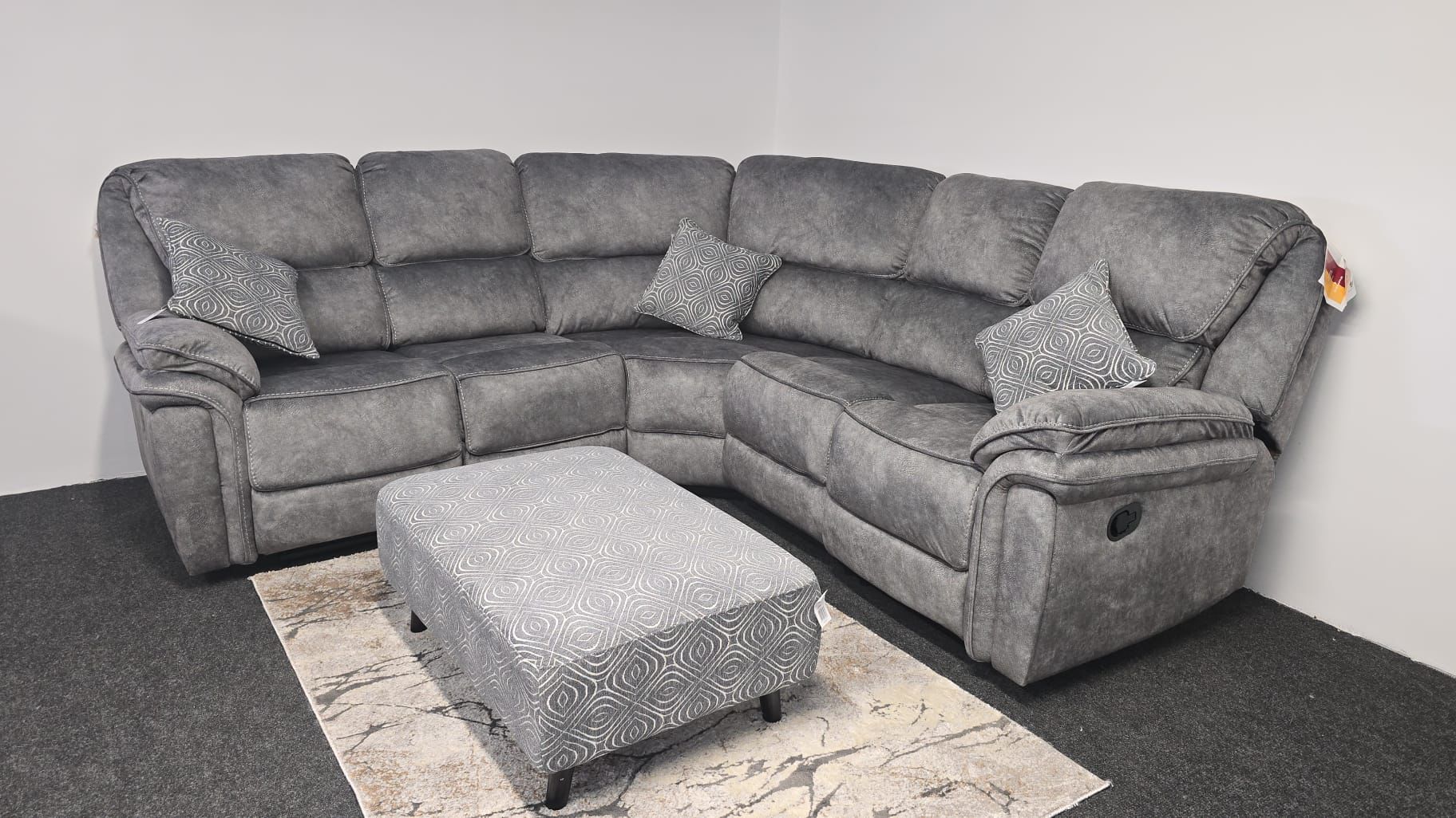 Greta Manual Recliner - Elegant Grey Fabric for Ultimate Comfort & Style