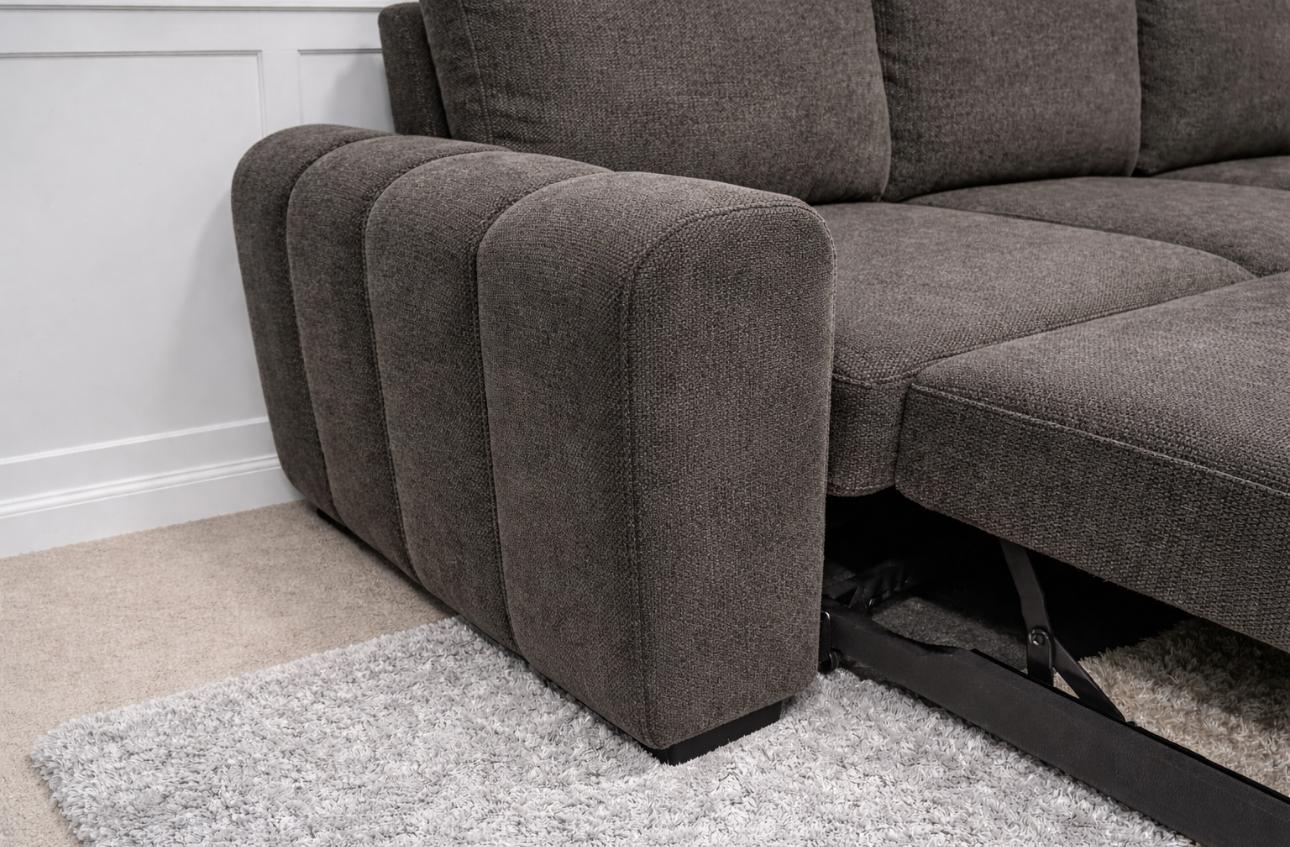 Mellisa Corner Sofa Bed with Storage Chaise – Modern Fabric L-Shape Sofa