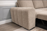 Mellisa Corner Sofa Bed with Storage Chaise – Modern Fabric L-Shape Sofa