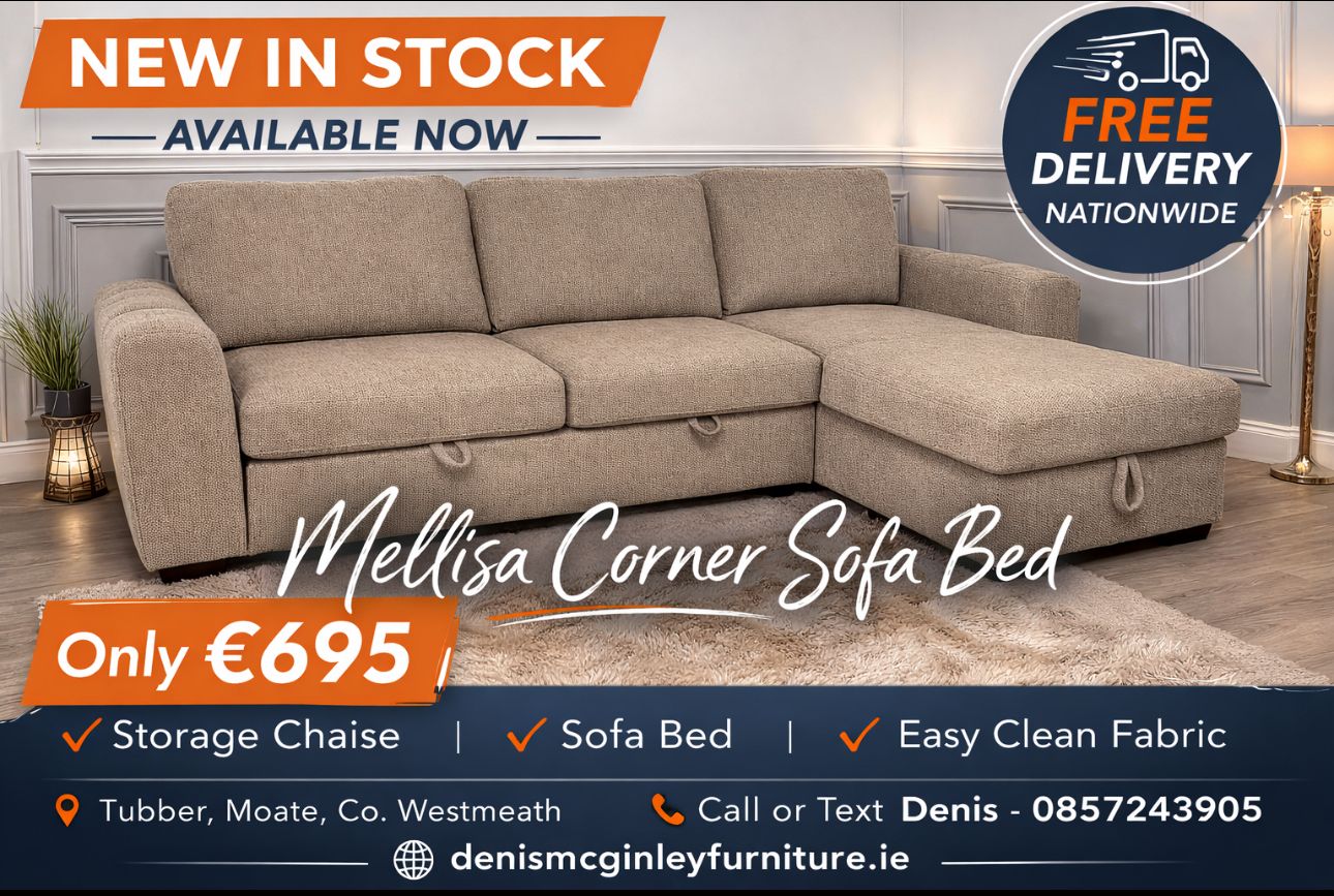 Mellisa Corner Sofa Bed with Storage Chaise – Modern Fabric L-Shape Sofa