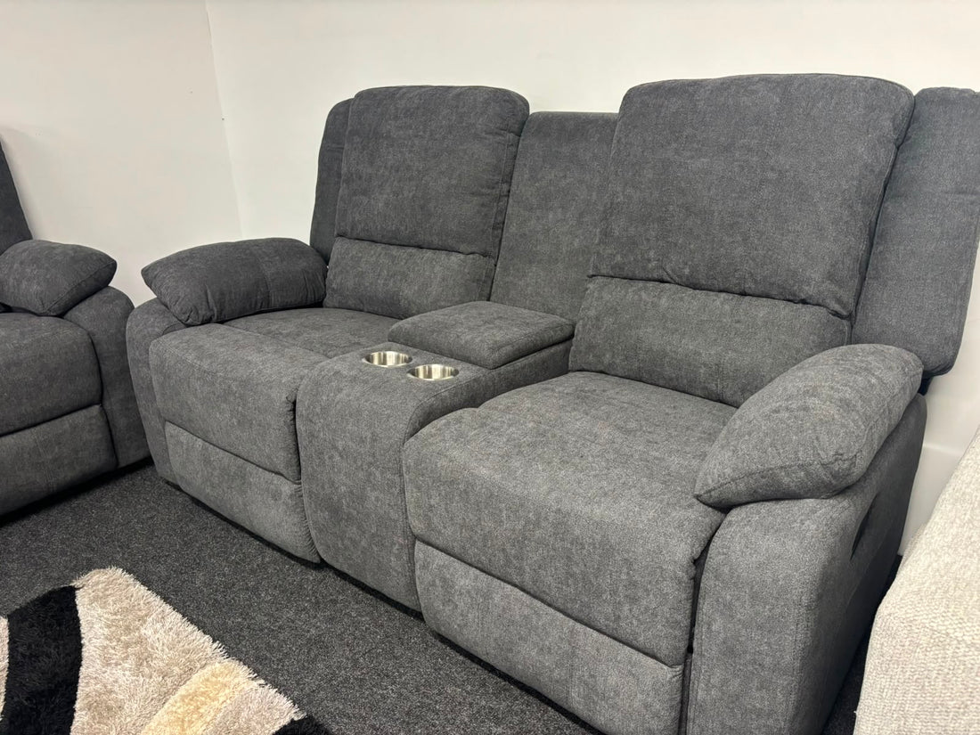 Grey Fabric Madrid Recliner Sofa Suite
