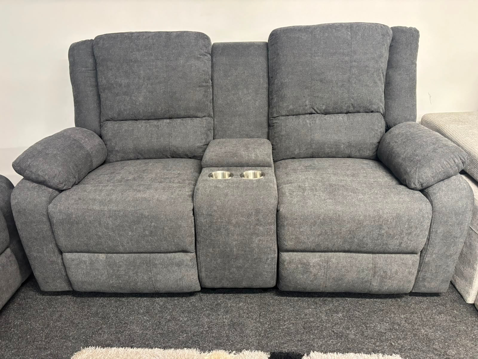 Grey Fabric Madrid Recliner Sofa Suite