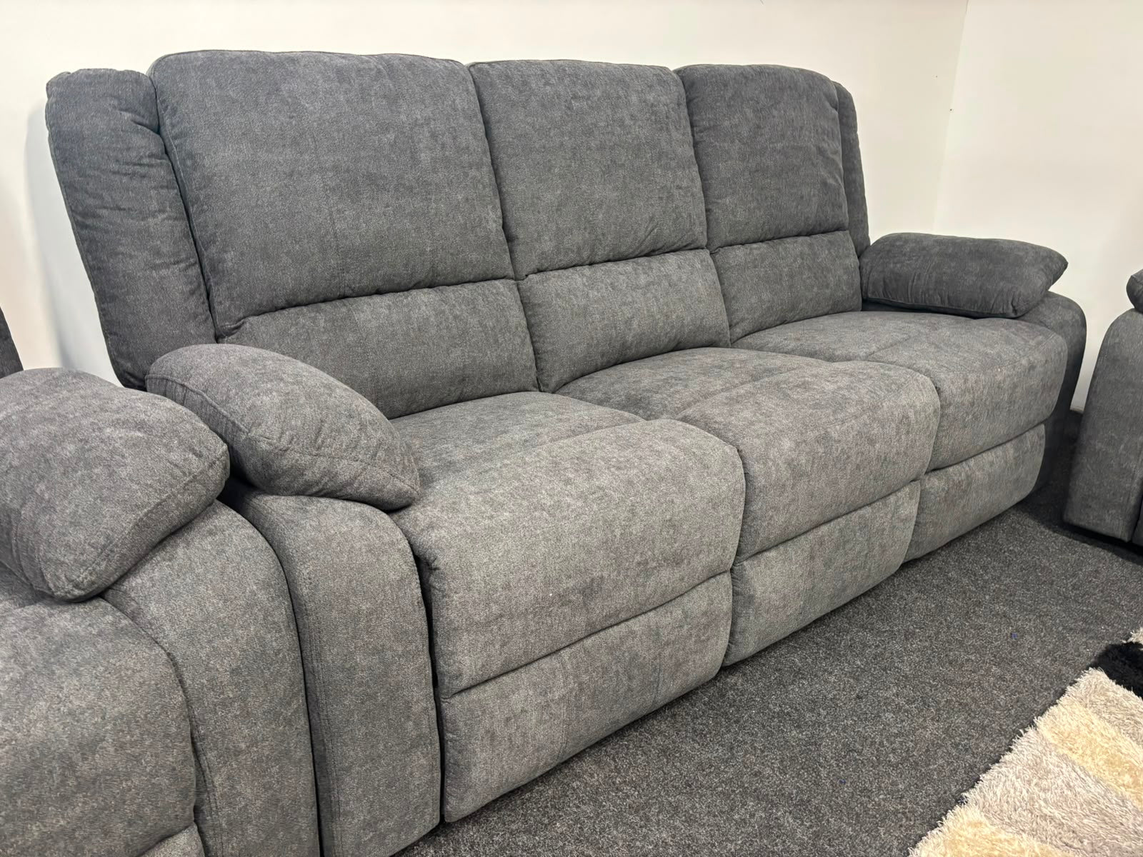 Grey Fabric Madrid Recliner Sofa Suite